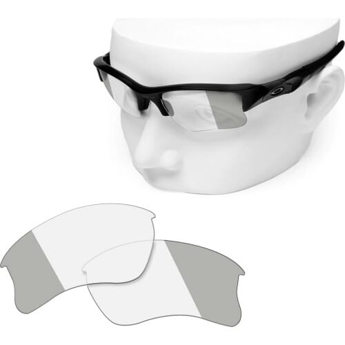 OOWLIT Replacement Lenses of Eclipse Grey Photochromic for-Oakley Flak Jacket XLJ Sunglasses