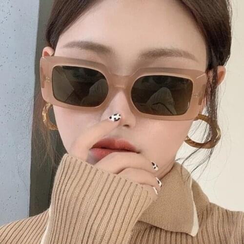 Square Frame Women Men Sunglasses Blue Orange Lens UV400 Eye Protection Girl Sexy Ladies Outdoor Eyewear