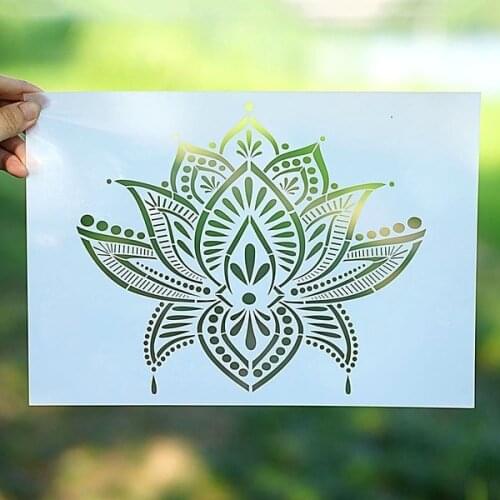 A4 A3 A2 Lotus Stencil for Scrapbooking Painting album Paper Card Making Craft Decorative Embossing Template