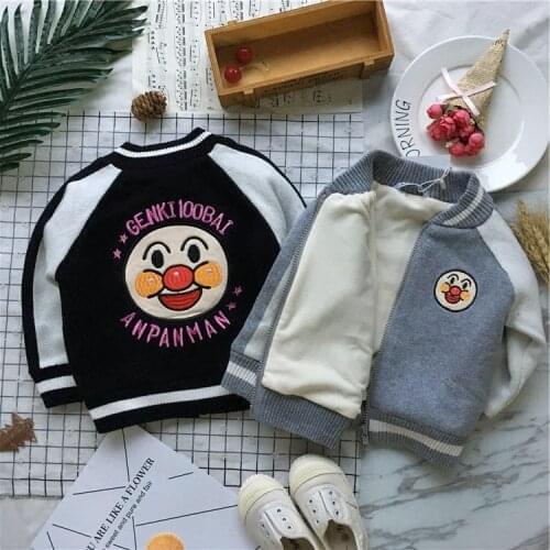 Tonytaobaby Knitted Cartoon Embroidered Baseball Coat Jacket Girls Jackets Boy Clothes