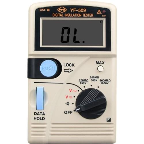 YF-509 Digital High Resistance Meter Insulation Resistance Tester Test Table 3-1 / 2 Digit LCD Display Isolation RF