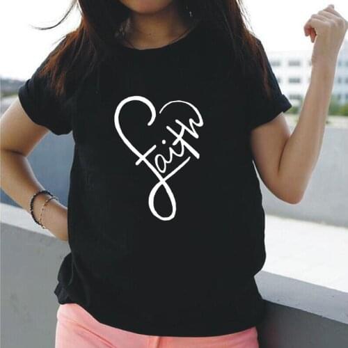 Faith Letter Print Women T Shirt Short Sleeve Casual Harajuku Tee Shirt Femme Summer Hipster T Shirts Women Tops Camiseta Mujer