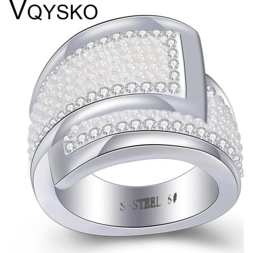 316L Stainless steel Creative Beads Women Wedding Rings With Pearls Fashion Jewelry ring Accessories for Women