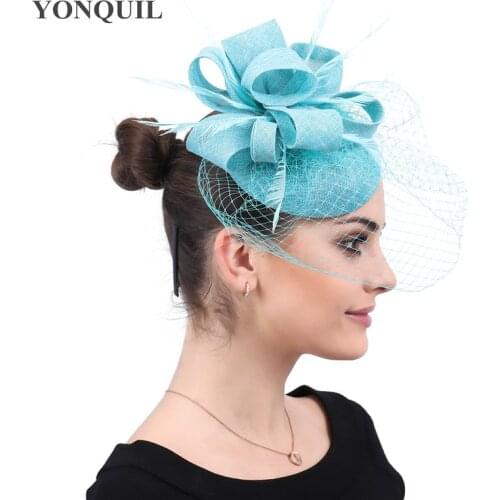 Gorgeous Bride Mesh Headpiece Wedding Headwear Formal Dress Women Fascinator Hat With Fancy Feather Hair Accessories Fashion Hat