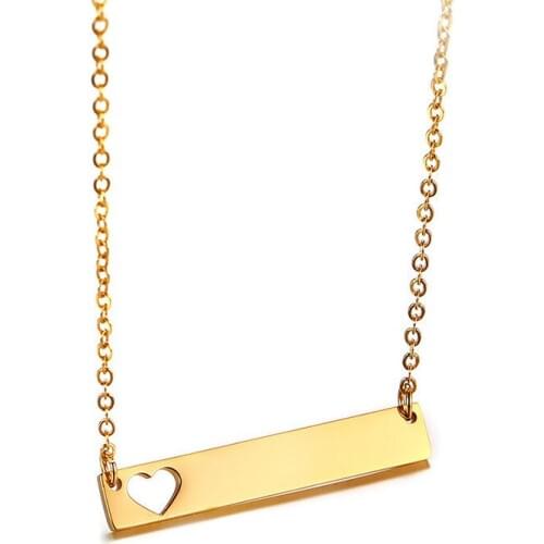 Yobest Custom Women Choker Hollow Heart Bar Stainless Steel Elegant Female Lady Party Jewelry Chic Necklace