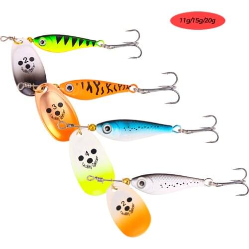 1Pcs Rotating Spinner Bait Spoon Sequins Lures 11/15/20g 80/85/90mm Pike Metal Iscas Artificial Bass Bait Fishing Lure Tackle