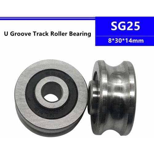 10pcs/20pcs SG25 8*30*14mm U Groove Bearing Steel Pulley Track Guide Roller Ball Bearing wheel 8x30x14mm high quality SG25-2RS