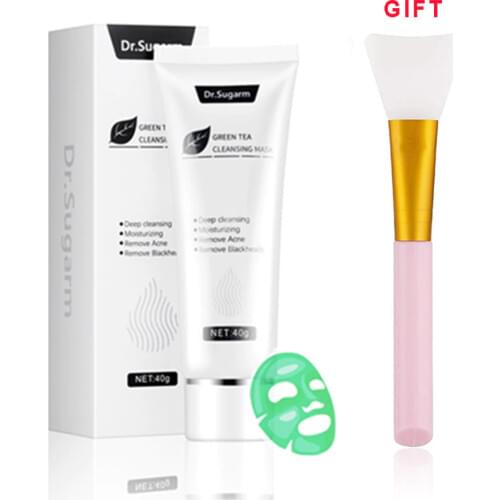 40g Green Tea Blackhead Mask With Face Mask Brush Skin Care Remove Acne Nose Deep Cleansing Pore Strip Moisturizing Peel Mask