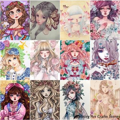 5D Diy Diamond Embroidery Cartoon Girl Princess Full Square Round Drill Rhinestone Cross Stitch Kits Mosaic Pictures Home Decor
