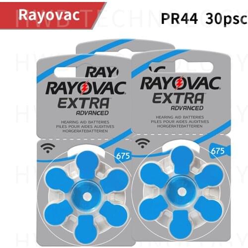 30PCS/lot Rayovac Hearing Aid Battery 675 1.4V Zinc Air Button Cell A675 E675 PR44 DA675 PR675H AC-675E AC675 B675PA