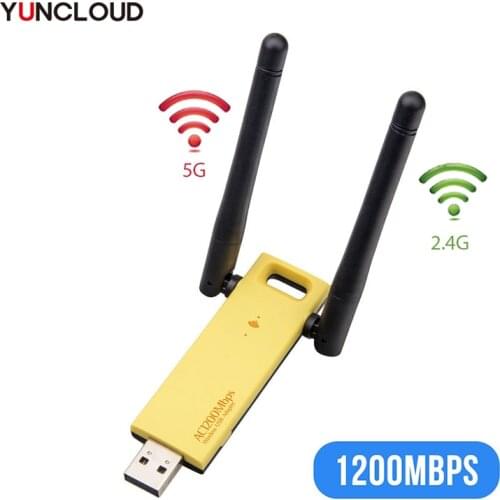 Wireless Network Card WiFi LAN Adapter hot sale Mini 1200Mbps USB free shipping 802.11ac 2.4g&5GHZ wifi dongle with two antenna