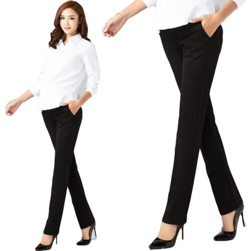 Plus Size Maternity Pants Pregnant Abdomen Office Bell-Bottom High Waist Solid Formal Straight Trousers Womens Office Pants