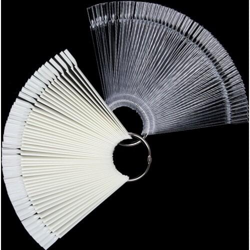Color Card False Nail Tips Fan Transparent White Fake Nail Tips Nail Art Practice Display Design Tools