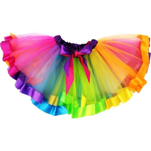 Toddler Rainbow Bow Skirt Kids Baby Tutu Rainbow Tutu Skirt Baby Girls Birthday Tutu S M L 0-8T