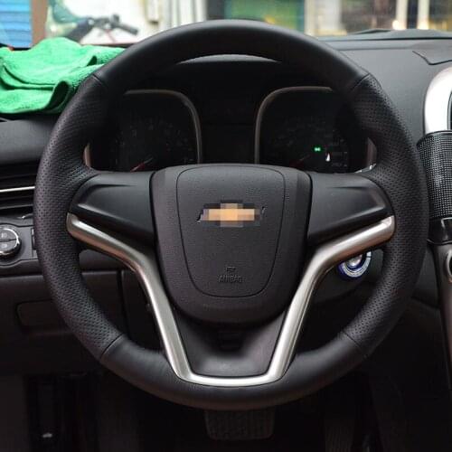 For Chevrolet Cruze AVEO Malibu Captiva TRAX Cavalier Anti-slip Perforated Car Steering wheel cover leather Hand stitch Grips
