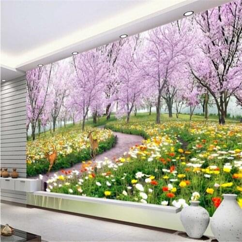 Beibehang Customize any size mural wallpaper 3D Beautiful sakura tree flower sea living room bedroom sofa backdrop wallpaper