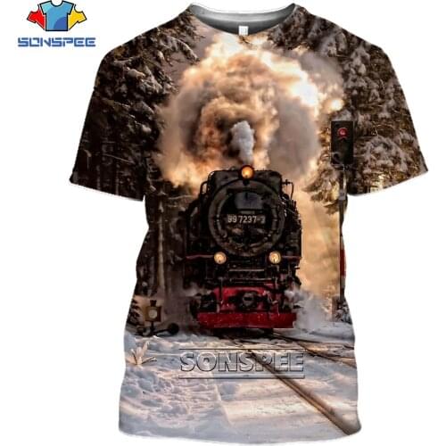 SONSPEE Summer Train Transportation Men Women 3D Print T-shirt Hiphop Fashion Street Hip hop Soft Casual Short Sleeve O-Neck Top