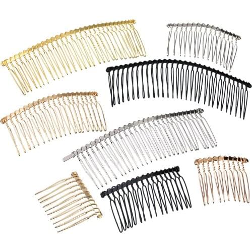 6pcs 10/15/20/30 Teeth DIY Metal Hair Comb Claw Hairpins Black/Gold/Rhodium For Wedding Jewelry Making Findings Components Comb