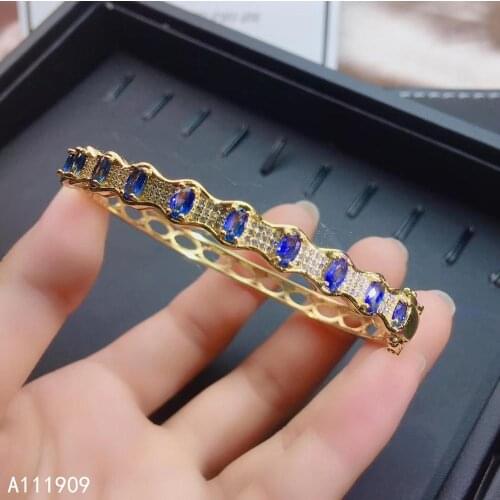 KJJEAXCMY boutique jewelry 925 sterling silver inlaid Natural sapphire Female bracelet support detection popular