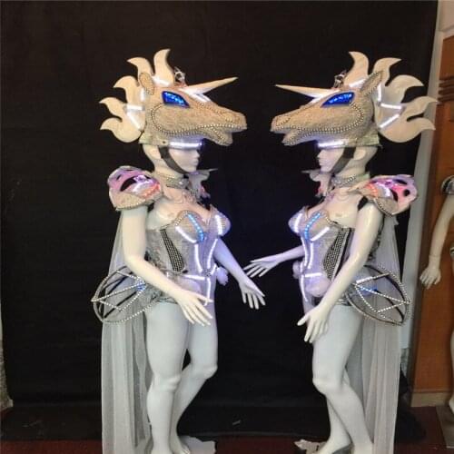KS19 Party catwalk wears bodysuit ballroom dance led costumes diamonds bodysuit dj dress show outfits disco clothe rave robot ds