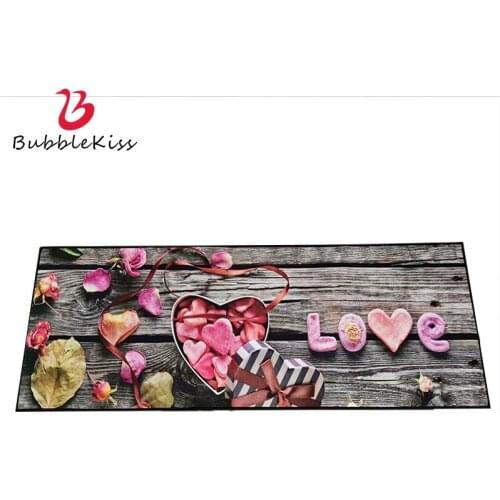 Bubble Kiss Kitchen Carpet Fashion 3D Printing Pattern Rugs Home Entry Doormat Long Strip Floor Mat Absorbent Anti Slip Foot Pad
