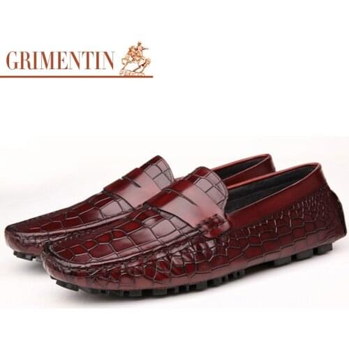 GRIMENTIN men loafers brown Italian fashion genuine casual leather men shoes 2017