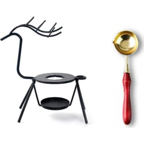 Wax Seal Kit Candle Furnace Melting Wood and Metal Spoon for Wax Sealing Stamp Minimalist Stove DIY Crafts Tool