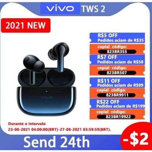 2021 ViVO TWS 2 Bluetooth QCC TWS Neo Earphone Earbuds 12.2mm IP54 Wireless bluetooth headset X50 x60 Pro iqoo Nex 3 U3x Z5x