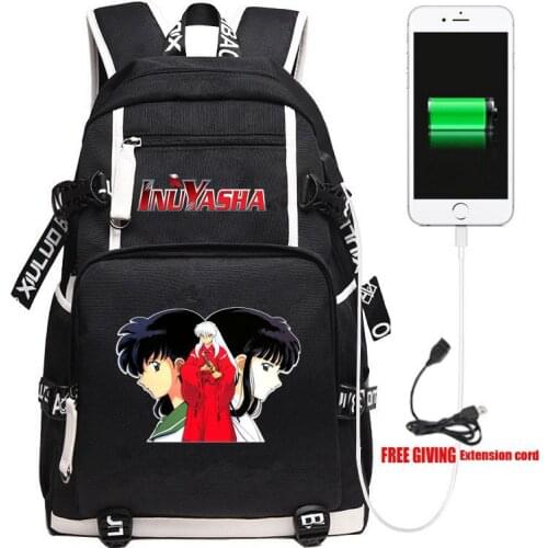 New Anime Inuyasha Backpack Unisex Travel Shoulder Laptop Bags Cosplay Anime Kids Teens School Student Bags Bookbag