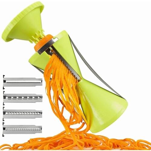 New 4 Blade Replaceable Vegetable Spiral Slicer Cutter Vegetable Spiralizer Grater Spiralizer for Carrot Cucumber Courgette