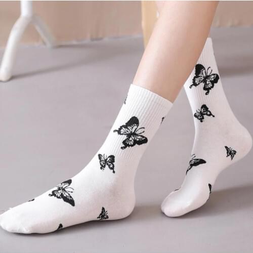 New High Quality Butterfly Socks for Women Streetwear Harajuku Crew Women Socks Fashion EU Size 35-42 Fashion Skateboard Socks