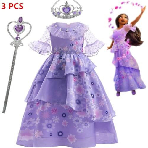 2021 Halloween Costume for Girls Children Clothing Princess Dress Girl Birthday Cosplay Clothes Belle Dress Send Crown New Year