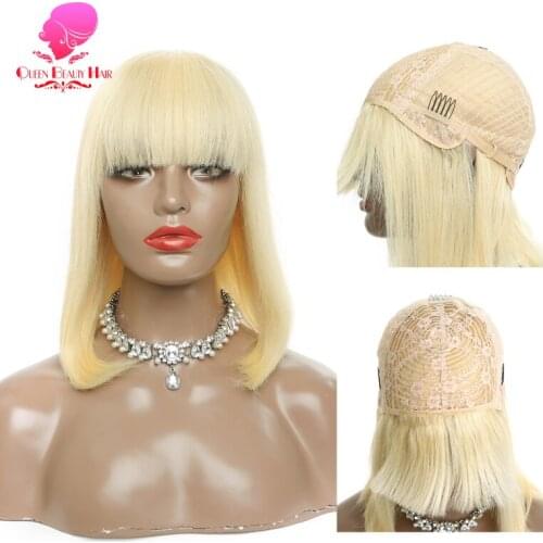 Short Pixie Cut Wig Cheap Bob Straight Human Hair Wig Brazilian Remy 613 Blonde Color Wigs for Women Pre Plucked with Baby Hair