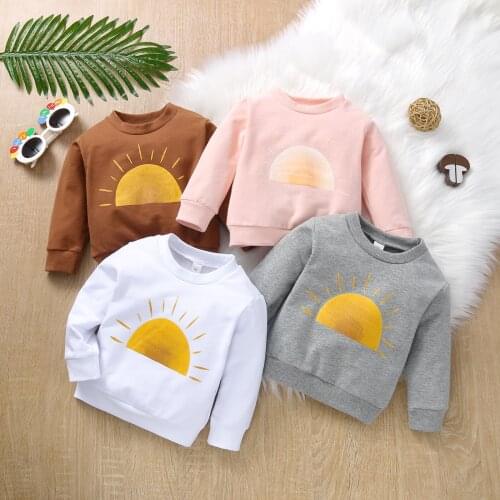Toddlers Spring Autumn Clothes Baby Boys Girls Hoodie Creative Sun Printing Long Sleeve Round Collar Casual Pullover Tops