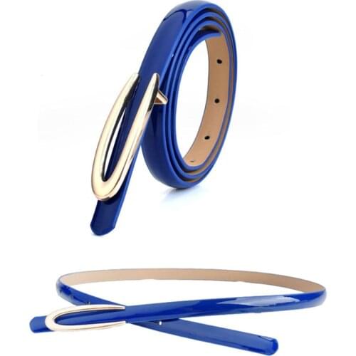 New Fashion Waistband Women Patent Leather Metal Belt Korean Version Red Blue Pink Waist Belts Female