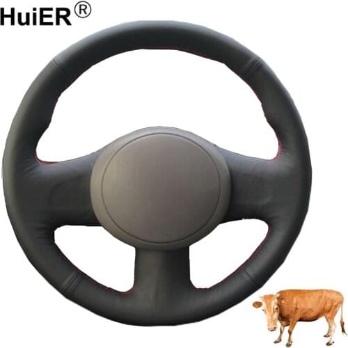 Hand Sewing Car Steering Wheel Cover Volant Top Cow Leather Braid on the Steering wheel For Nissan March Sunny Versa 2013 Almera