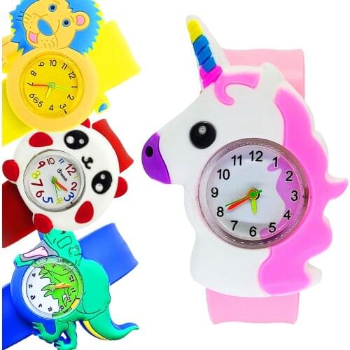 Cartoon Panda Dinosaur Watch Kids Toys Boys Girls Clock 3D Pony Toys Unicorn Watch Children Quartz Watch Baby Christmas Gift