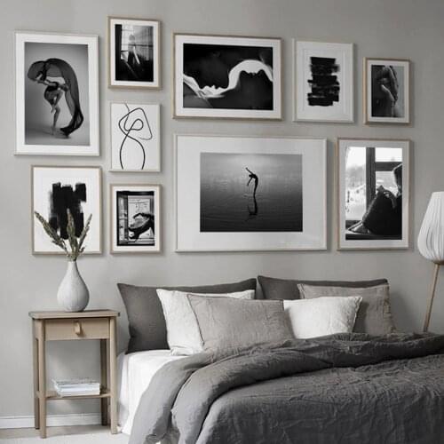 Nordic Vintage Poster Window woman Dancing Lake Kiss Neck Lips Wall Art Prints Canvas Painting Decor Pictures For Living Room