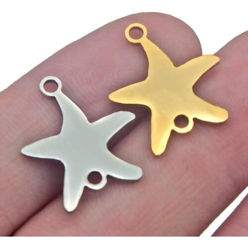 Stainless Steel Ocean Beach Starfish Connector Necklace Bracelet DIY Jewelry Findings Component Metal Earring Making Accessories