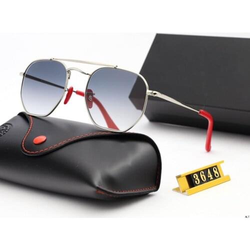 Brand Sunglasses Women Men Classic Vintage Alloy Frame Tempered Glass Gradient Lens Sheep Leather Foot Sleeve Gafas De Sol 3648