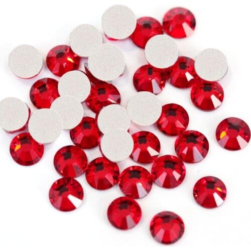 SS3 To SS34 Lt.Siam Non Hot Fix Rhinestone Flatback Glitter Rhinestone Red Non Hot fix Rhinestone For Nail Art Rhinestones B0049