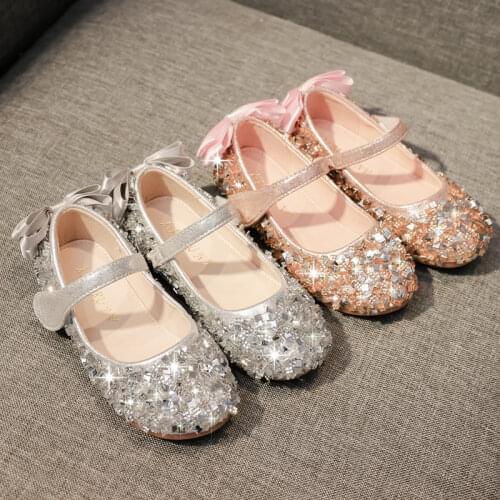 Girls Princess Shoes 2020 New Fall Flat Round Crystal Girl Shoes Comfortable Soft-soled Shoes For Children