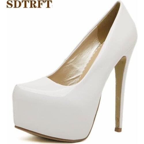 SDTRFT Plus:35-44 zapatos mujer 15cm thin high heels Patent leather platform wedding shoes woman sexy Crossdresser SM pumps