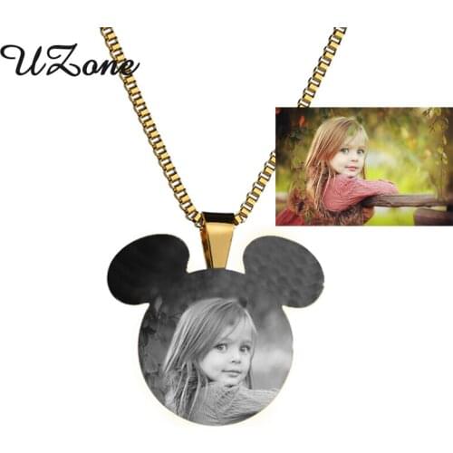 UZone Customized Pictures Image Name Necklace Stainless Steel Personalized Mickey Necklace For Baby Gift