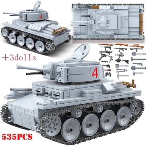 Military LT-38 Light Tank Soilder Figures Building Blocks WW2 Army Weapon Technical Bricks Educational Toys For Children Gifts