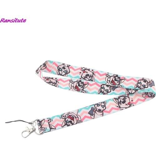 Ransitute R1439 Funny Dog Husky Neck Strap Lanyards ID Badge Card Holder Keychain Phone Gym Strap Webbing Necklace Gift