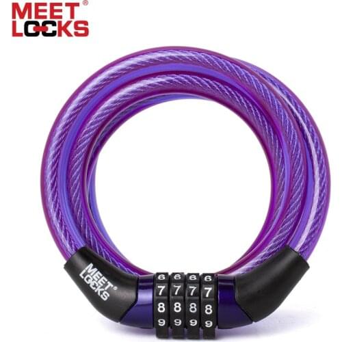 MEETLOCKS Combination Coiled Cable Lock For BikeDia.6x1200mm(L) & 8x1200mm(L) With Code Tag Bicycle Lock Security Bicycle