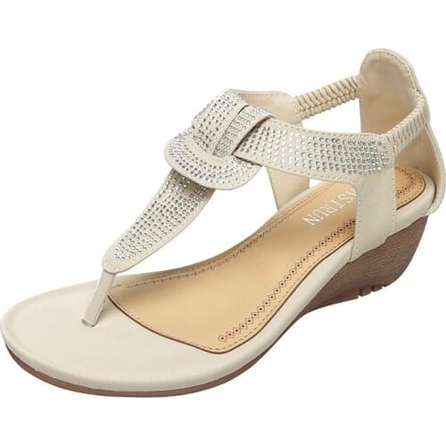 Womens shoes bohemian high heel wedge sandals womens round toe fashion shoes IELTS running shoes