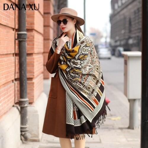DANA XU Bufanda Mujer Wool Poncho Head Women Elegant Lady Carf And Warm Shawl Stoles Bandana Scarf Hijab Luxury Brand Pashmina