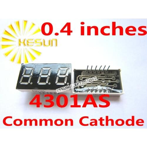 100PCS x 0.4 inches Red Blue Common Cathode/Anode 3 Digital Tube 4301BS 4301AS 4301AB 4301BB LED Display Module